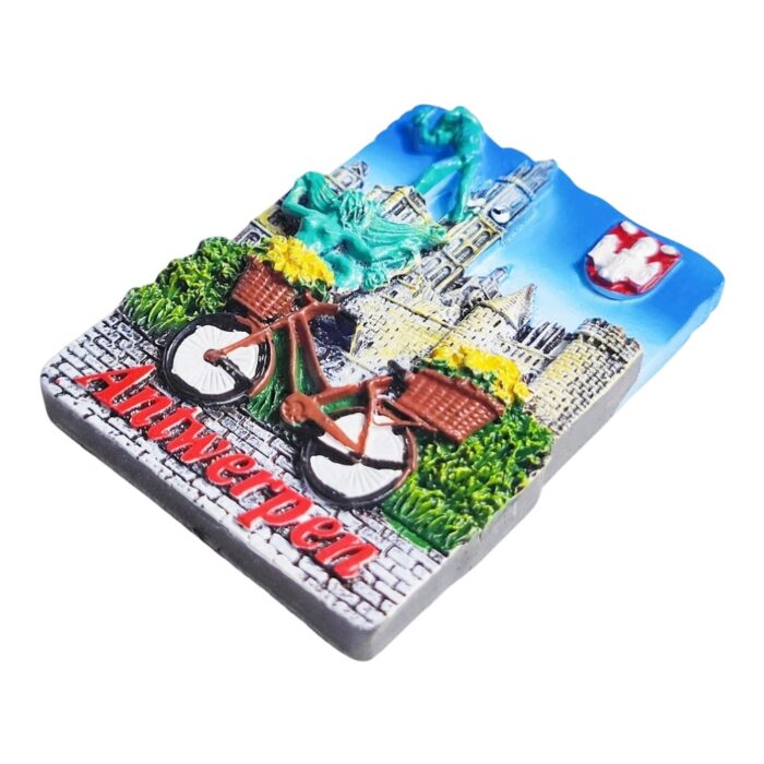 antwerp belgium fridge magnet antwerpen cityscape with bicycle travel gift & decorative keepsake