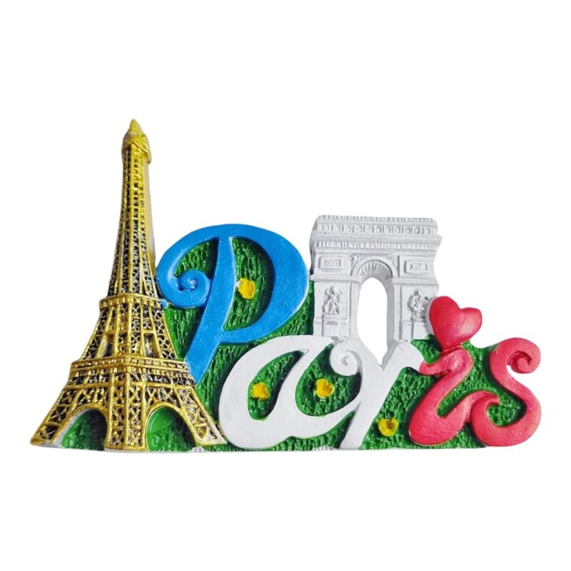 paris france fridge magnet eiffel tower & arc de triomphe travel keepsake for kitchen decor