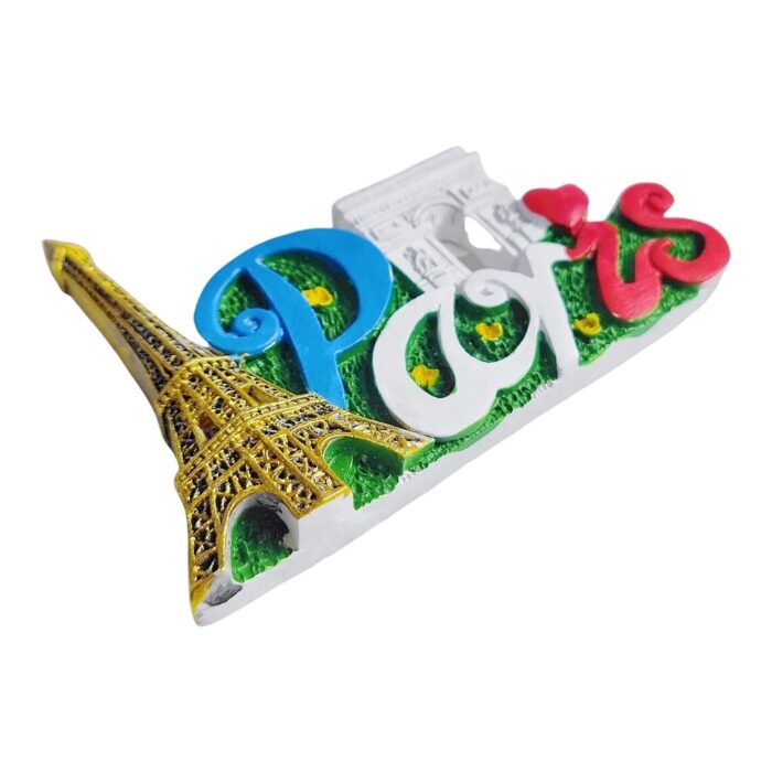 paris france fridge magnet eiffel tower & arc de triomphe travel keepsake for kitchen decor