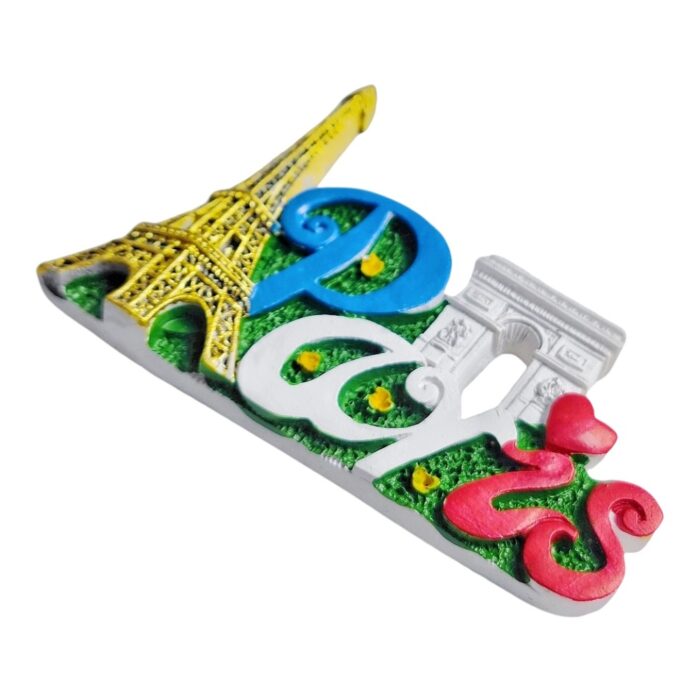 paris france fridge magnet eiffel tower & arc de triomphe travel keepsake for kitchen decor