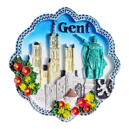ghent belgium fridge magnet gent city landmark travel souvenir & vintage map decor
