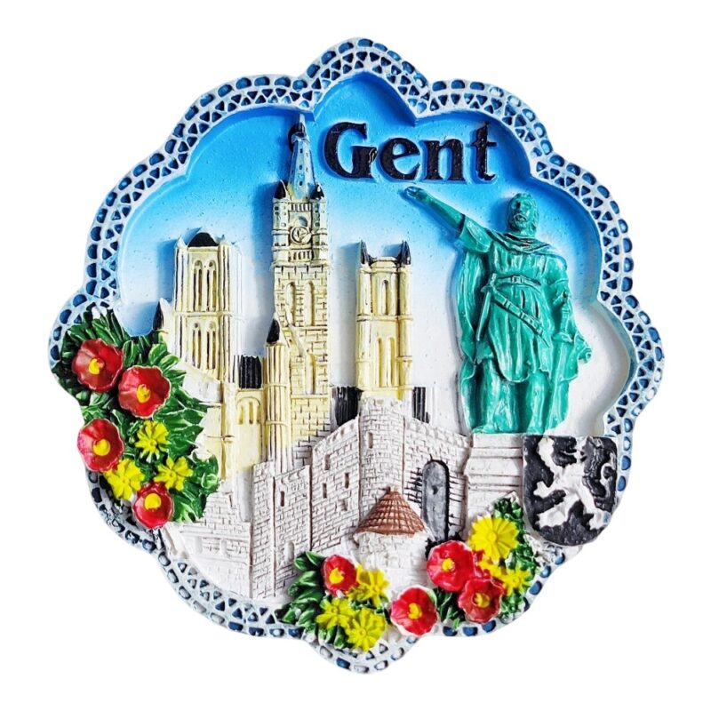 ghent belgium fridge magnet gent city landmark travel souvenir & vintage map decor