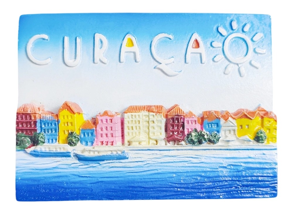 curaçao island fridge magnet colorful caribbean houses travel souvenir & beach memory gift
