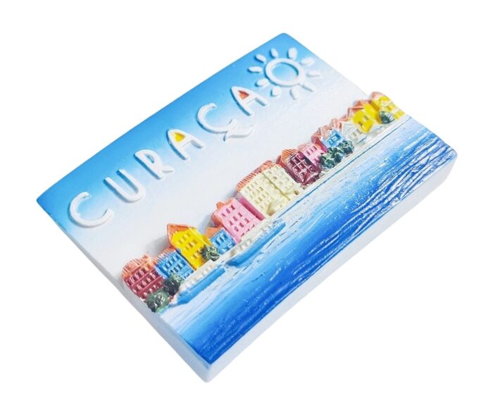 curaçao island fridge magnet colorful caribbean houses travel souvenir & beach memory gift