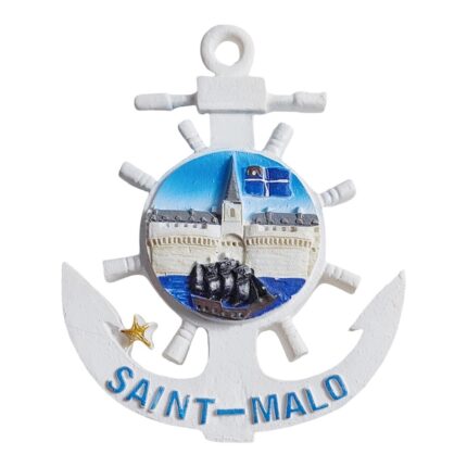 saint malo france fridge magnet nautical anchor design travel gift & coastal marine decor