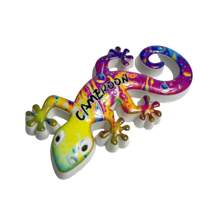 cameroon gecko fridge magnet african wildlife souvenir & colorful travel decor