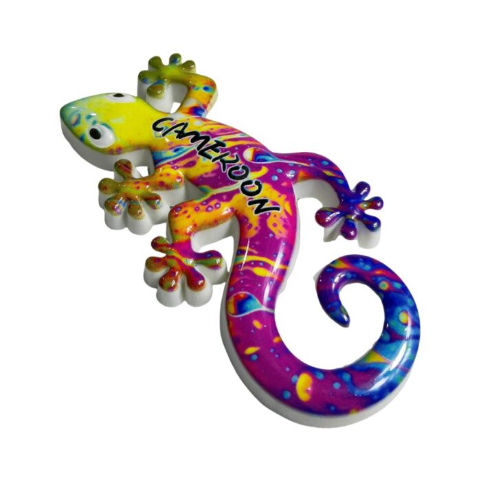cameroon gecko fridge magnet african wildlife souvenir & colorful travel decor