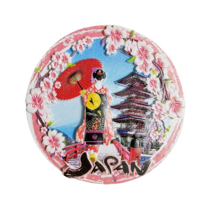 japan cherry blossom fridge magnet geisha & pagoda souvenir gift & sakura decor accent