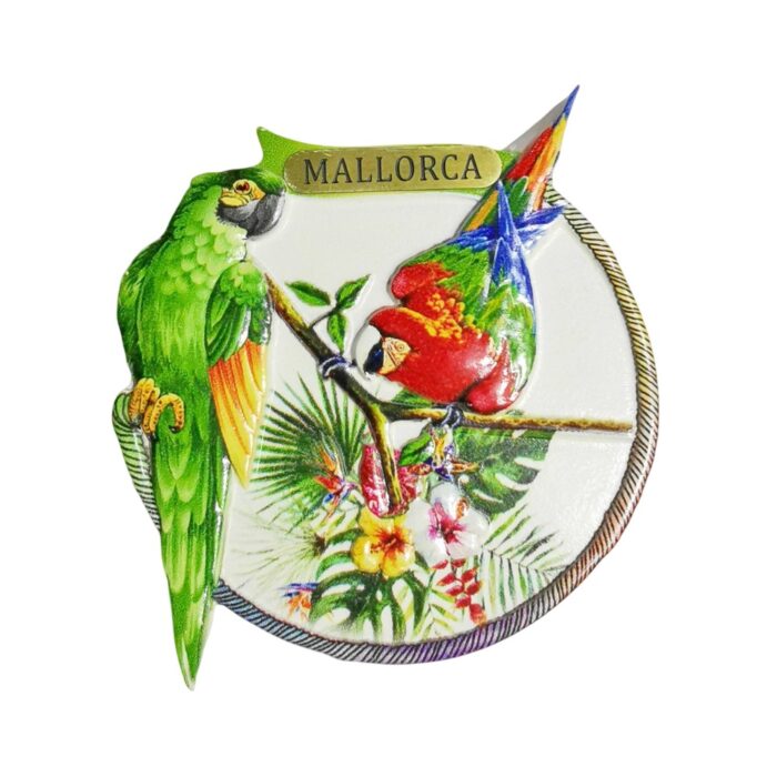 mallorca spain fridge magnet – tropical parrot gift & exotic vacation ornament