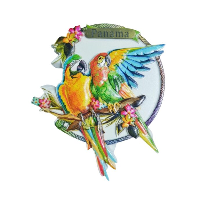 panama tropical fridge magnet – exotic bird gift & jungle style kitchen magnet