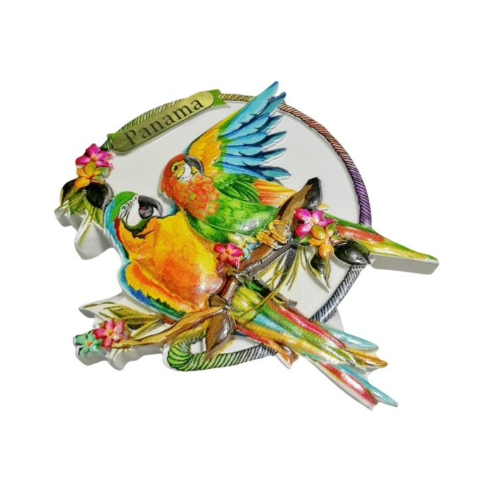 panama tropical fridge magnet – exotic bird gift & jungle style kitchen magnet