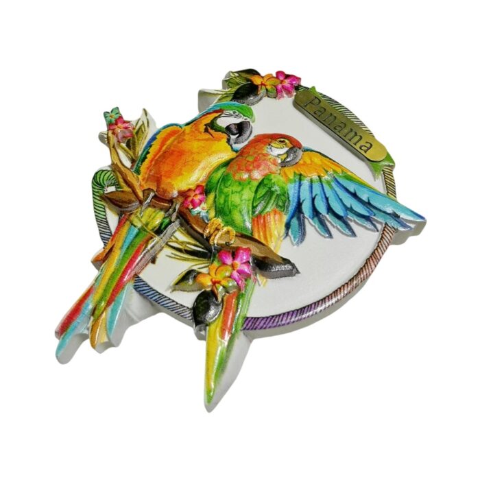 panama tropical fridge magnet – exotic bird gift & jungle style kitchen magnet
