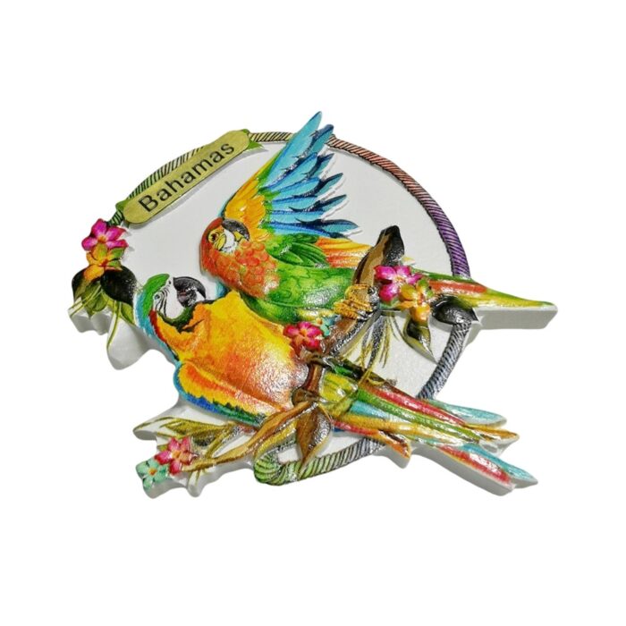 bahamas parrot fridge magnet – vacation vibe keepsake & island wall decoration