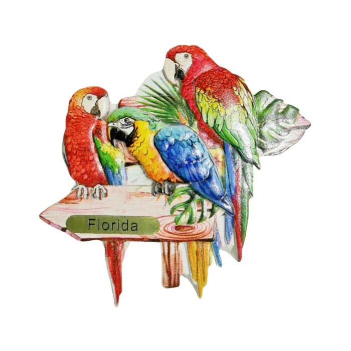 florida parrots fridge magnet – vibrant travel memento & nature inspired decor