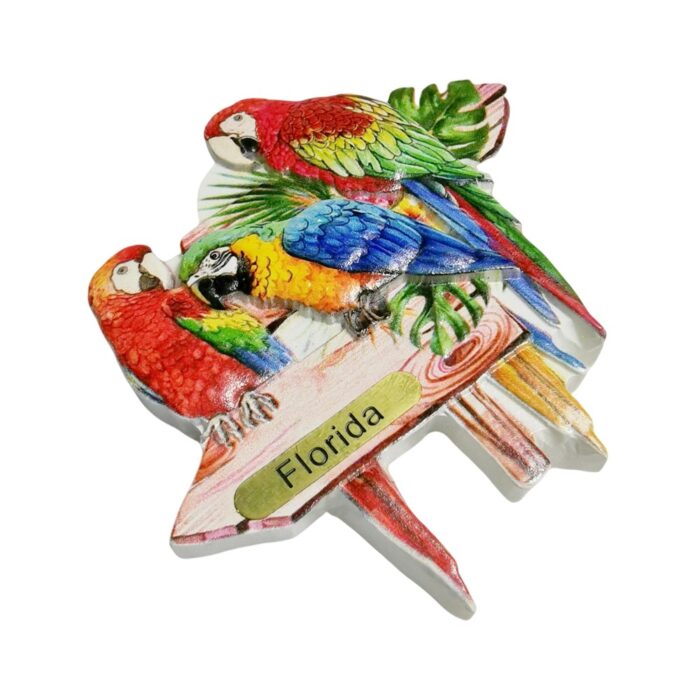 florida parrots fridge magnet – vibrant travel memento & nature inspired decor