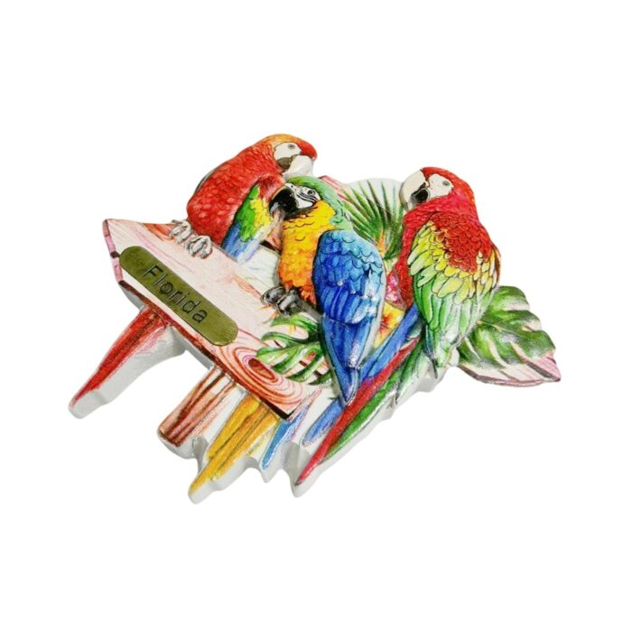 florida parrots fridge magnet – vibrant travel memento & nature inspired decor