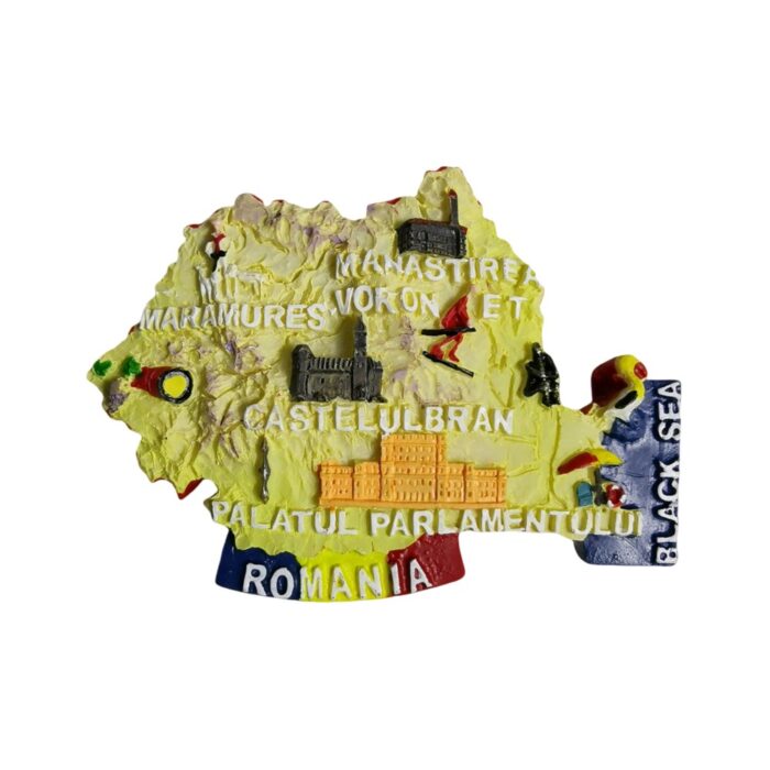 romania map fridge magnet – landmarks travel souvenir & eastern europe decor