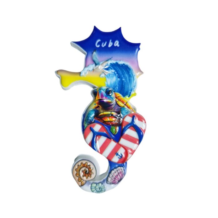 cuba sea turtle fridge magnet colorful caribbean travel gift & beach vibes decor