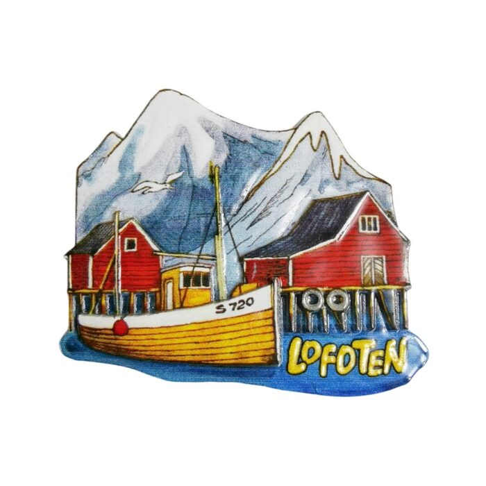 lofoten norway fridge magnet nordic fishing village scene gift & mountain souvenir decor