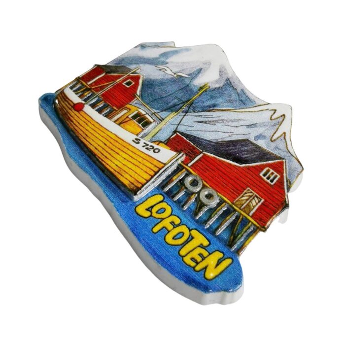 lofoten norway fridge magnet nordic fishing village scene gift & mountain souvenir decor