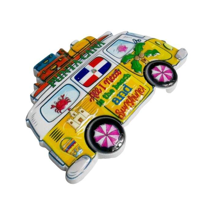 punta cana fridge magnet dominican republic beach bus souvenir & sunny vacation keepsake
