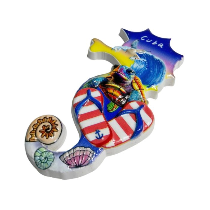 cuba sea turtle fridge magnet colorful caribbean travel gift & beach vibes decor