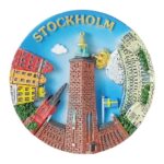 stockholm sweden fridge magnet – colorful scandinavian cityscape travel souvenir & nordic kitchen decor
