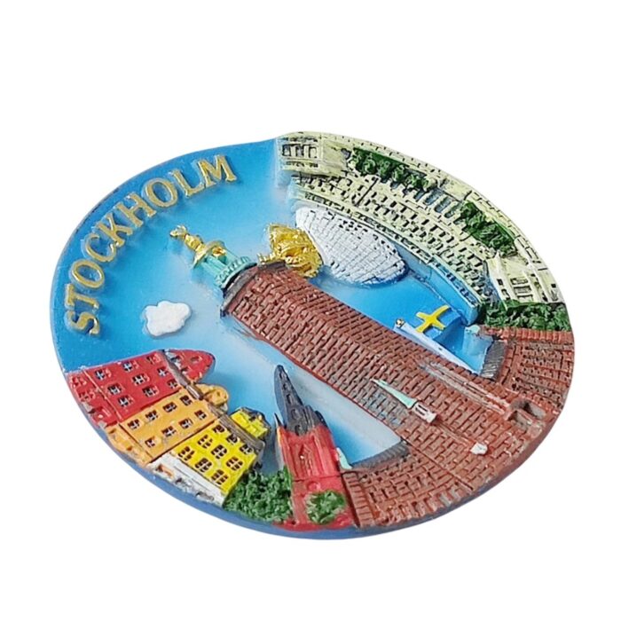 stockholm sweden fridge magnet – colorful scandinavian cityscape travel souvenir & nordic kitchen decor