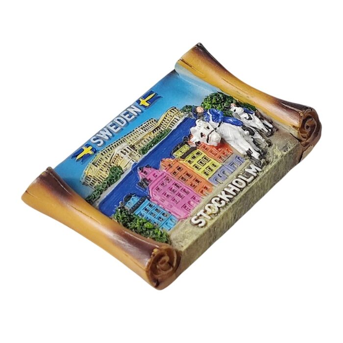 sweden fridge magnet – stockholm old town & royal guard design for travel souvenir & office decoration