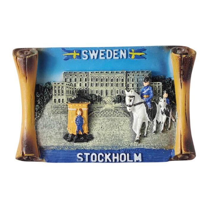 stockholm sweden fridge magnet – royal guard parade design travel souvenir & nordic refrigerator decor