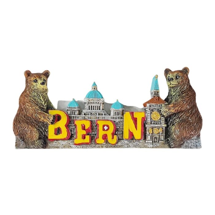 bern switzerland fridge magnet – twin bears & historic dome travel souvenir gift for swiss heritage lovers