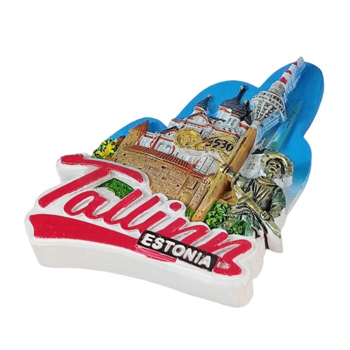tallinn estonia fridge magnet – medieval old town with guard figure & tower travel souvenir