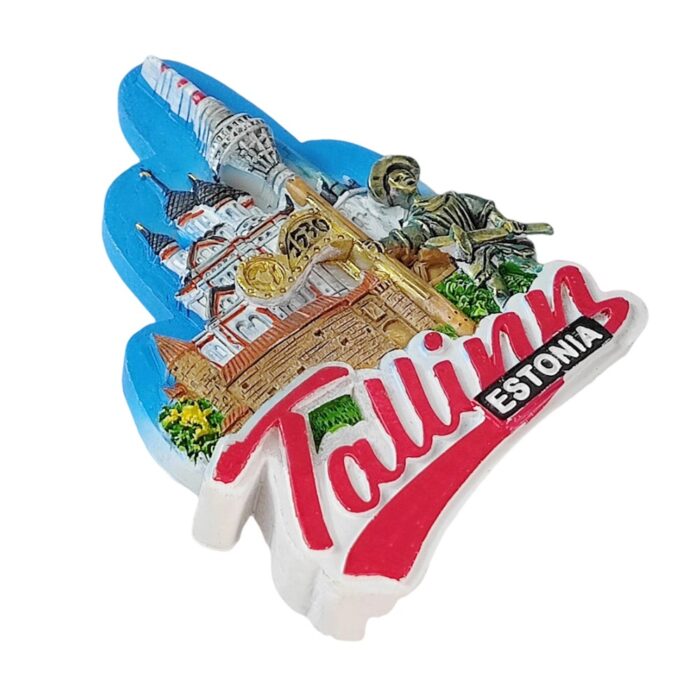 tallinn estonia fridge magnet – medieval old town with guard figure & tower travel souvenir