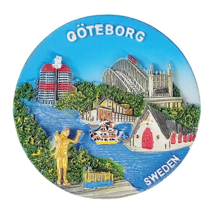 göteborg sweden fridge magnet – scenic river view with landmarks travel gift from gothenburg