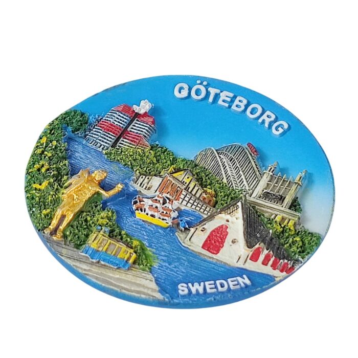 göteborg sweden fridge magnet – scenic river view with landmarks travel gift from gothenburg