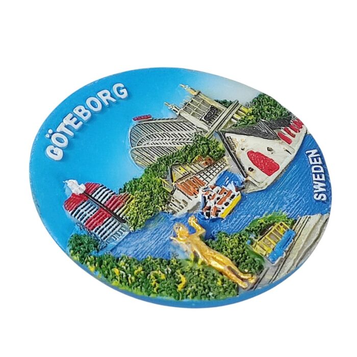 göteborg sweden fridge magnet – scenic river view with landmarks travel gift from gothenburg