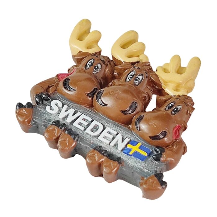 sweden moose fridge magnet – cute cartoon elk travel souvenir for scandinavian wildlife fans