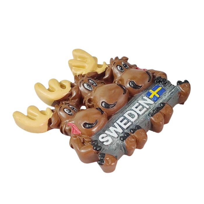 sweden moose fridge magnet – cute cartoon elk travel souvenir for scandinavian wildlife fans