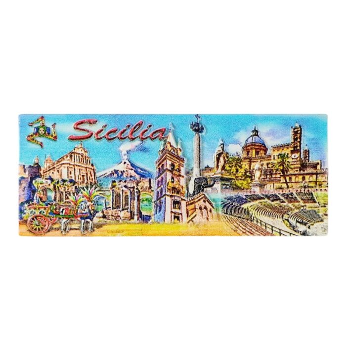 sicilia landmarks italy fridge magnet vintage travel souvenir & home whiteboard accessory