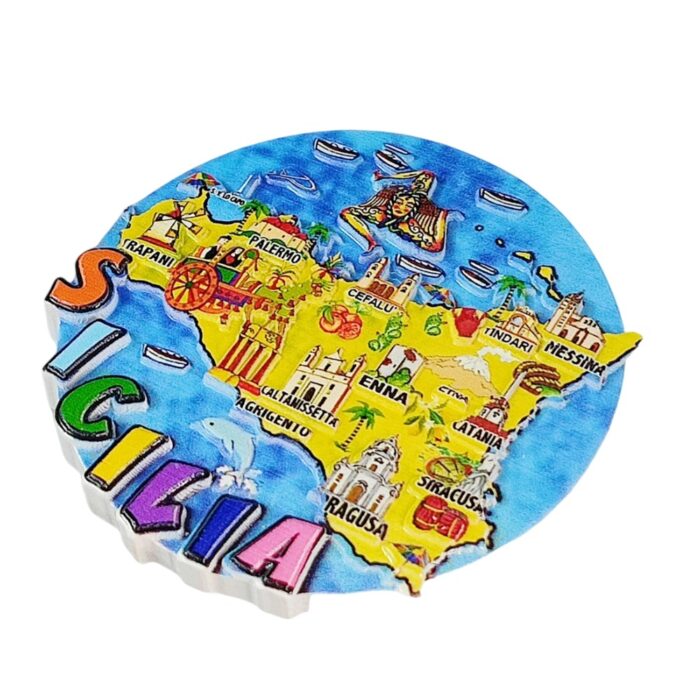 sicilia map italy fridge magnet colorful travel souvenir & decorative whiteboard display