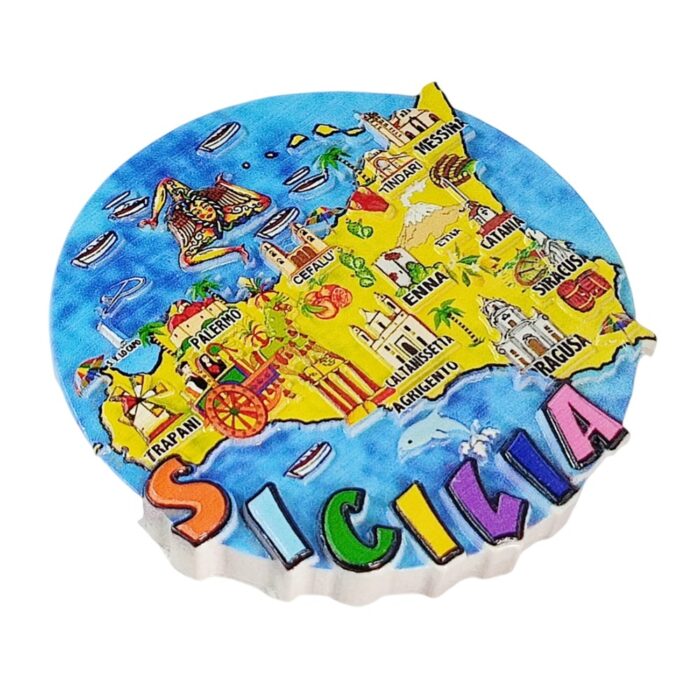 sicilia map italy fridge magnet colorful travel souvenir & decorative whiteboard display