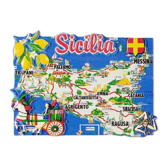 sicilia italy detailed map fridge magnet traditional travel souvenir gift & whiteboard ornament