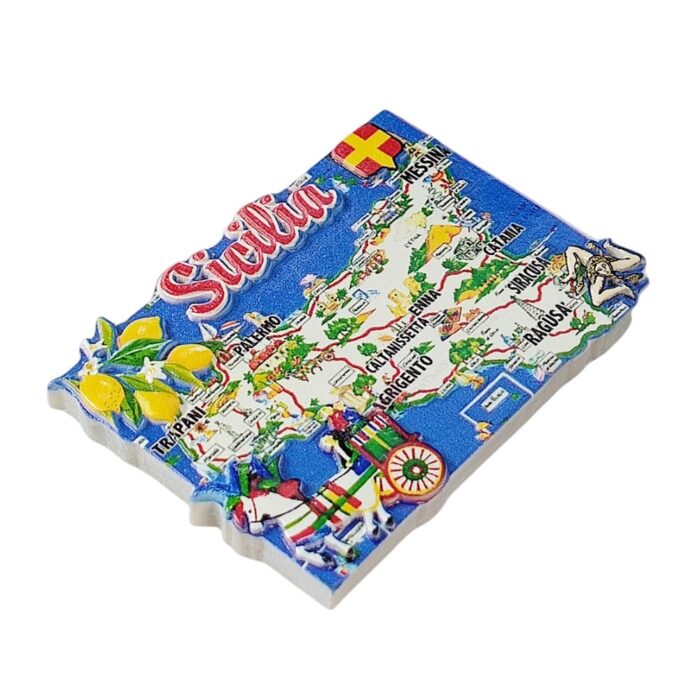 sicilia italy detailed map fridge magnet traditional travel souvenir gift & whiteboard ornament