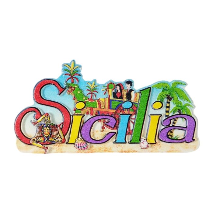 sicilia italy surf beach letter style fridge magnet vibrant travel souvenir & coastal whiteboard decor