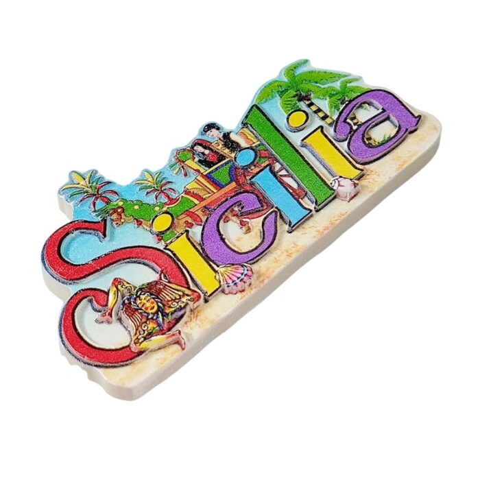 sicilia italy surf beach letter style fridge magnet vibrant travel souvenir & coastal whiteboard decor