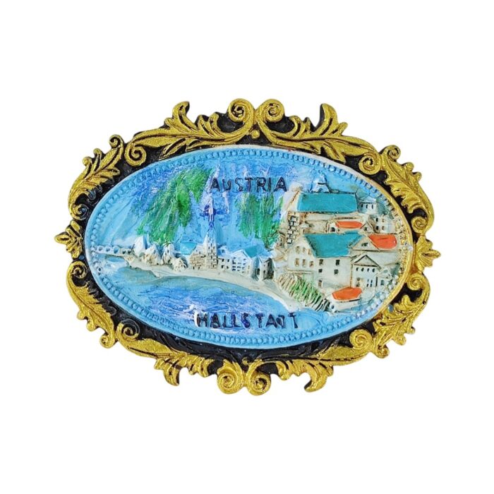 hallstatt austria vintage frame fridge magnet alpine travel souvenir gift & classic whiteboard decor