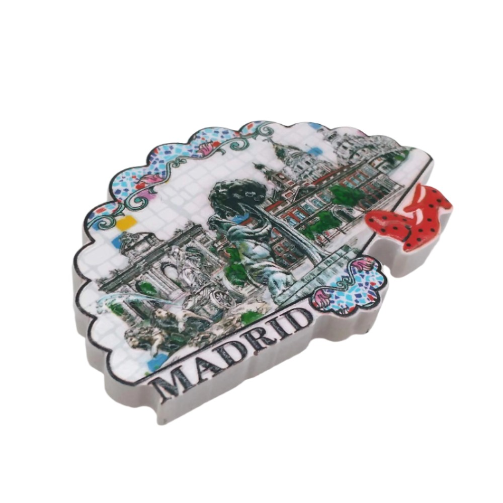 madrid spain fridge magnet – iconic architecture illustration, spanish capital souvenir & vintage travel decor