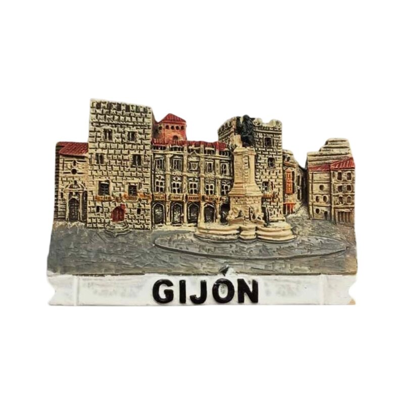 gijón spain fridge magnet – historic town square souvenir & northern spain travel memento