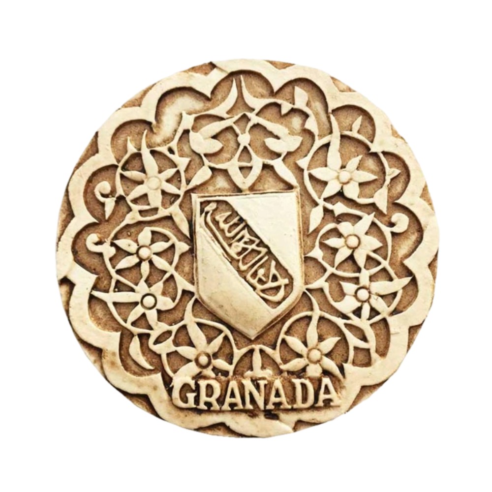 granada spain fridge magnet – moorish art inspired souvenir with arabic calligraphy, travel gift & cultural decor