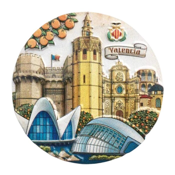 valencia spain fridge magnet – iconic modern & gothic architecture blend, colorful travel keepsake & fridge decor
